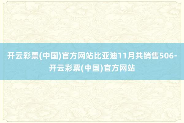 开云彩票(中国)官方网站比亚迪11月共销售506-开云彩票(中国)官方网站